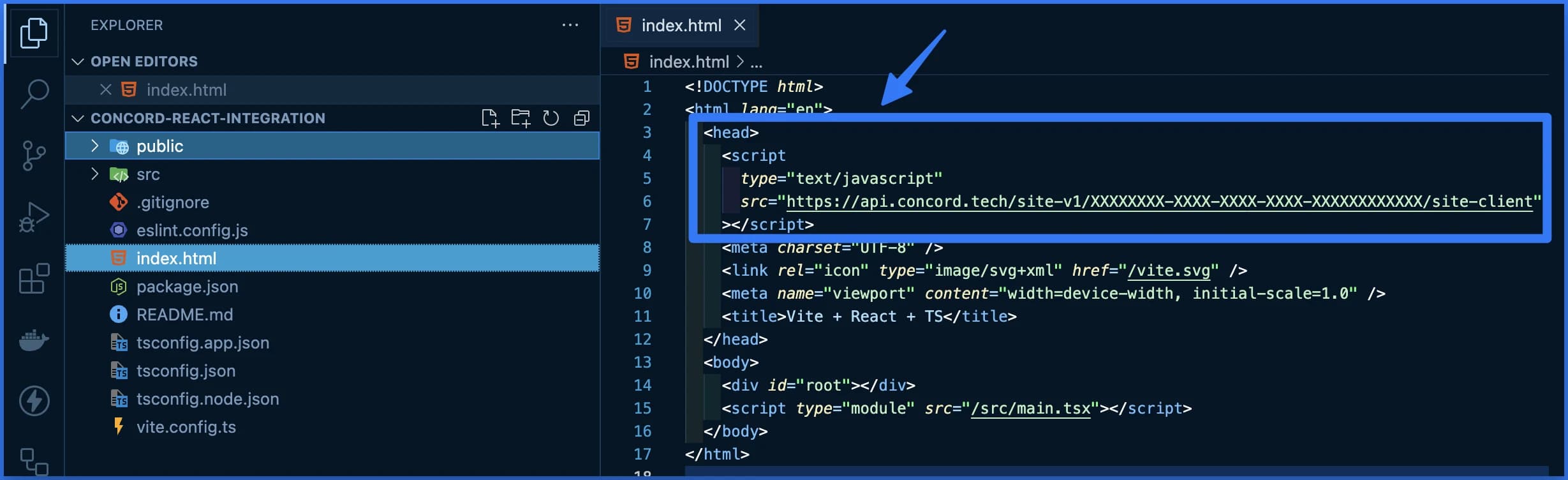 React integration verification screen