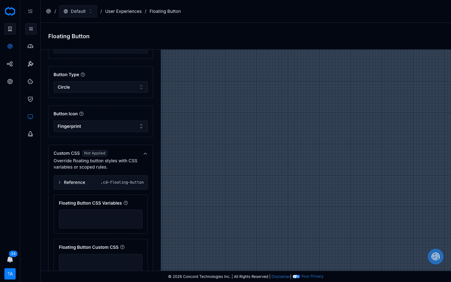 Floating button Custom CSS panel