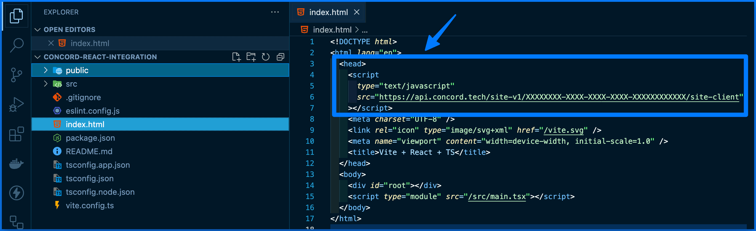 React integration verification screen