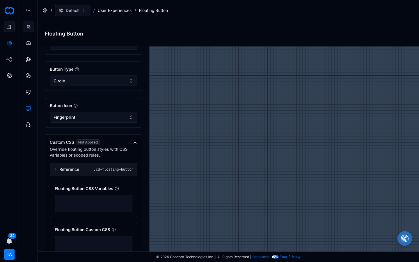 Floating button Custom CSS panel