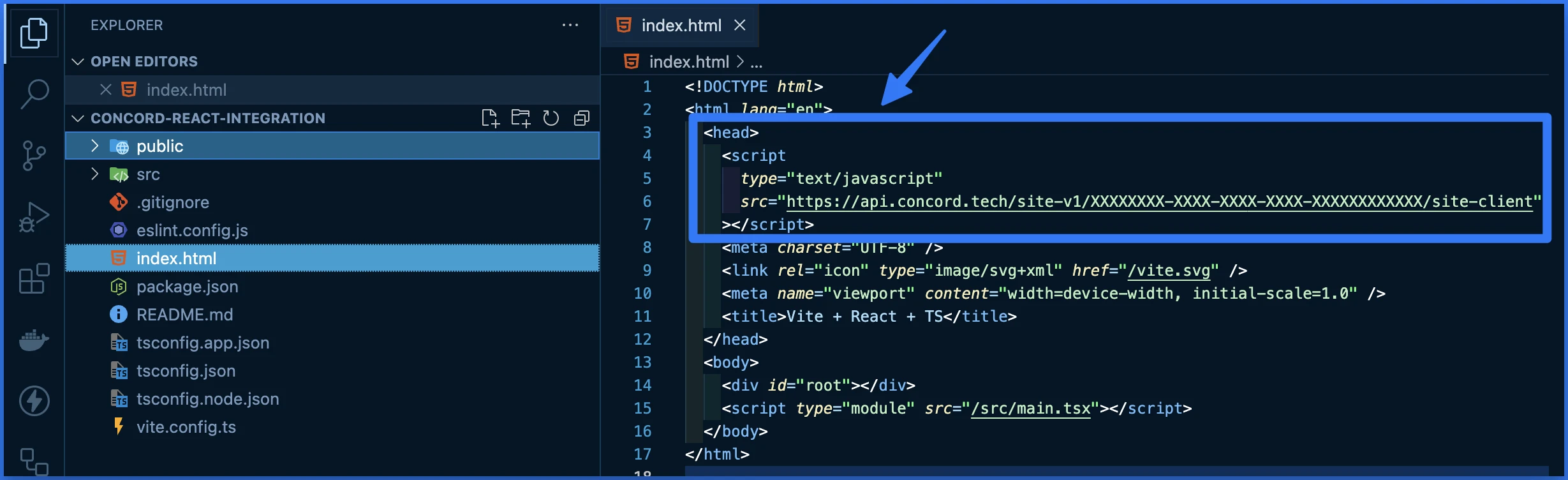 React integration verification screen
